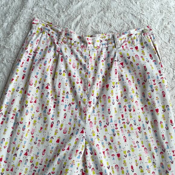 Vintage 80s 90s Banana Republic girl doll print trouser pants high rise cotton L - Picture 11 of 15